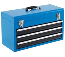 Blue Portable Steel Tool Box with 3 Drawers Damaged See Pictures 123