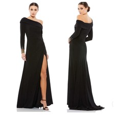 NWT Mac Duggal Beaded Cuff Drop Shoulder Faux Wrap Gown - size 6 398