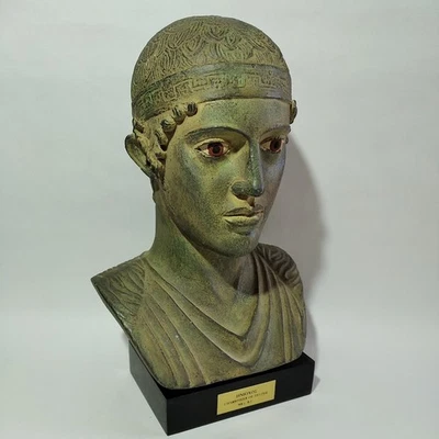 Reproduction Sculpture Aurige de Delphes Buste Grec Fabrication Musée en Plâtre - Photo 1/4