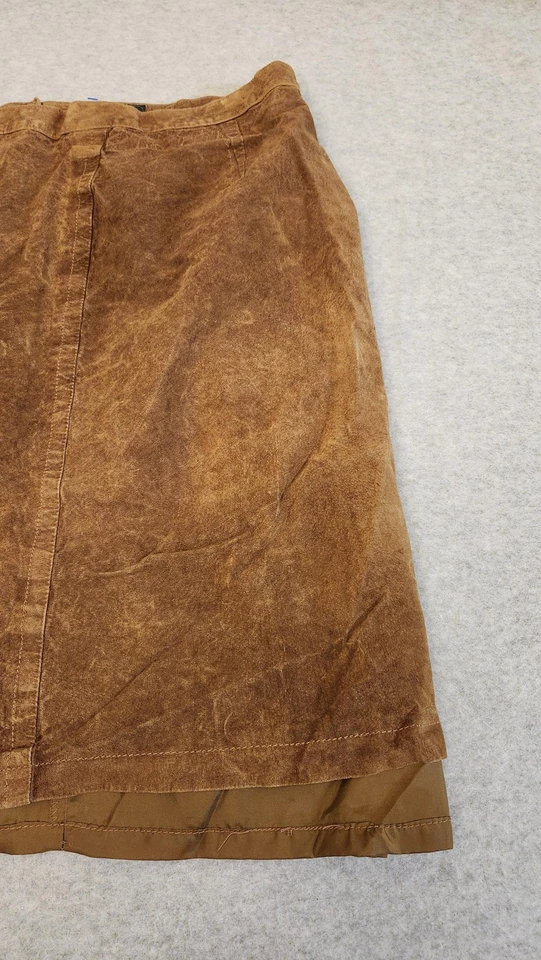 Hunt Club 裙子女式 16T 高棕色柔软麂皮绒皮革衬里背面拉链阅读 — 第 2/4 张图片