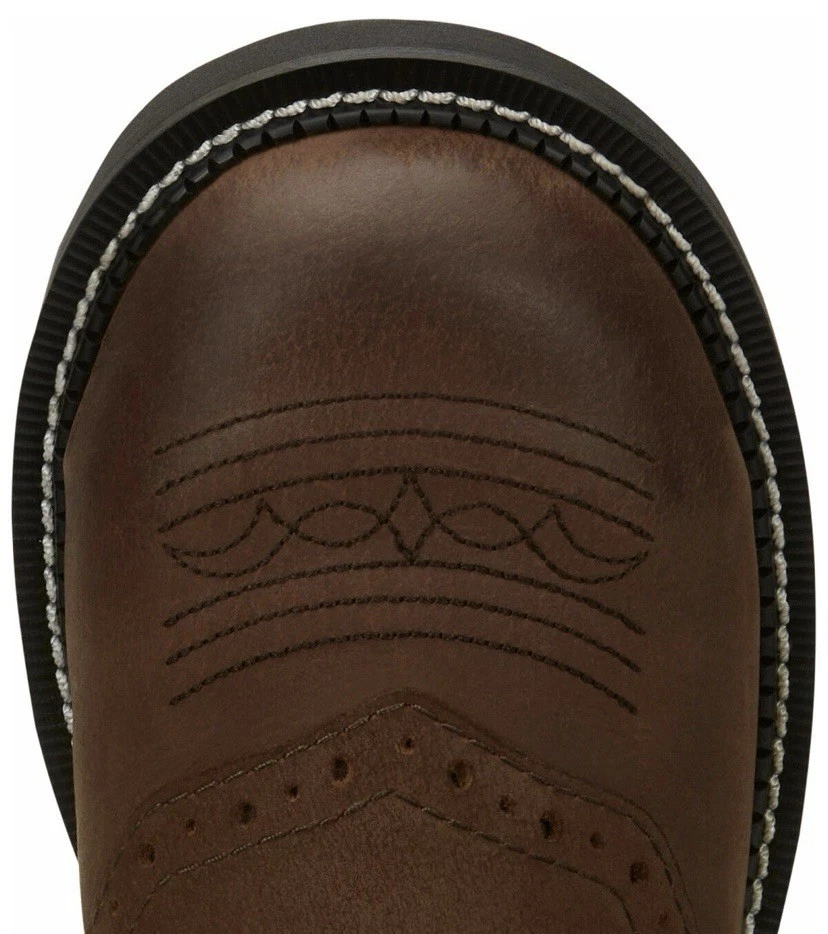 Bota de trabajo de cuero con puntera de acero redonda occidental Justin para mujer 5,5 (igual que Big Kid 4) Foto 3 de 4