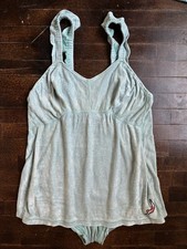 VTG Jantzen 40s 50s Swimsuit Bathing Suit Blue Terry Cloth Romper Pin-Up Marilyn