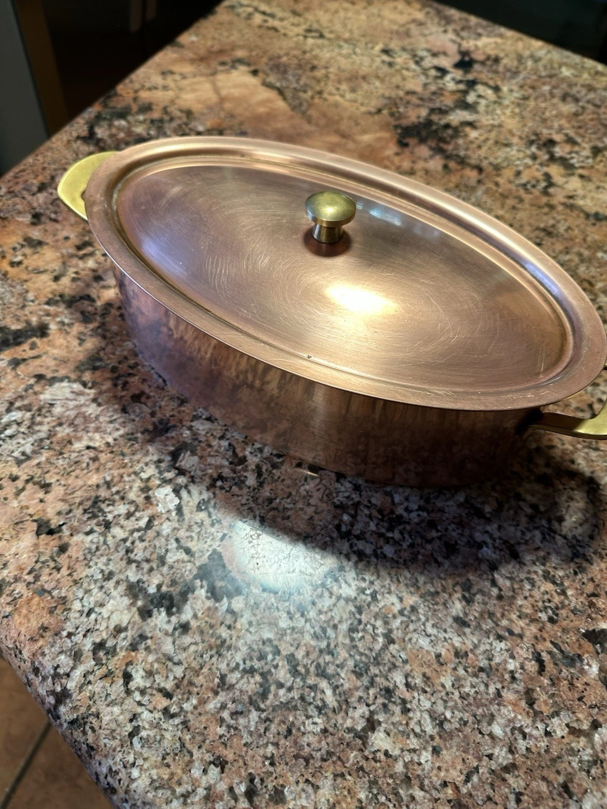 Culinox Copper Oval Pot W Lid, Stainless Interior Excellent Condition