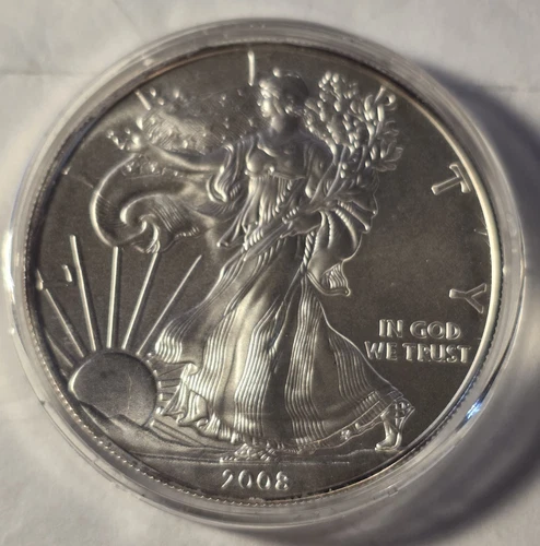 2008 Silver Eagle $1 Dollar 1oz Uncirculated .999 -In Capsule.