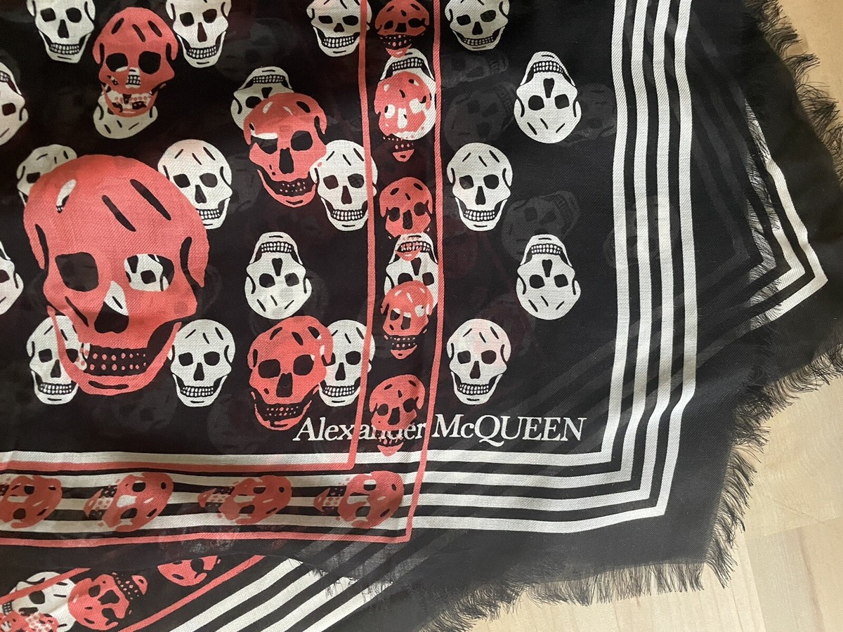 NWT Alexander McQueen Modal Biker Scarf Black Printed | eBay