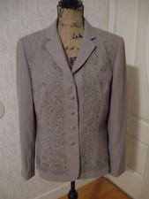 JOHN MEYER, WOMEN'S TAUPE POLY BL LONG SLEEVED EMBROIDERED BLAZER, SZ 12