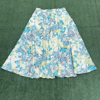 Moda International Silk Faux Wrap Maxi Skirt Watercolor Paisley