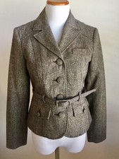 NWT B. Moss Women's Brown Sparkle Multi Color Career Belted Blazer Jacket Sz 2