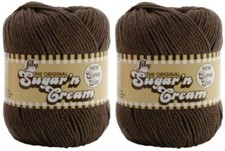 Lily Sugar 'N Cream Super Size Yarn 100 Cotton 4 oz Warm Brown Set of 2