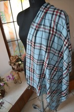 LARGE SIZE THROW CHECK PASHMINA Silk CASHMERE PLAID 5 DESIGNS CHOICE