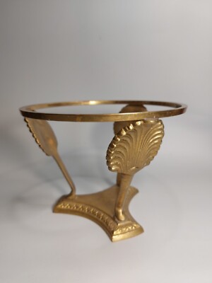 Vintage Hosley Brass Fanfair Potpourri/Candle/Plant Stand 5  tall Seashell India