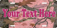 Custom Name Text Pink Camo Girl Hunting Hunter License Plate Car Truck Tag