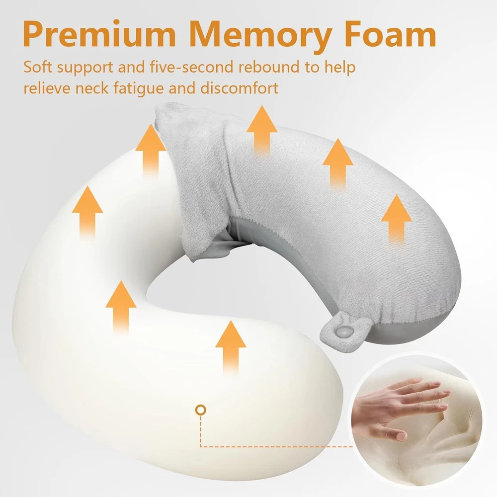 Travel Pillow, Memory Foam Neck Pillow for Traveling Winter Small, Gray