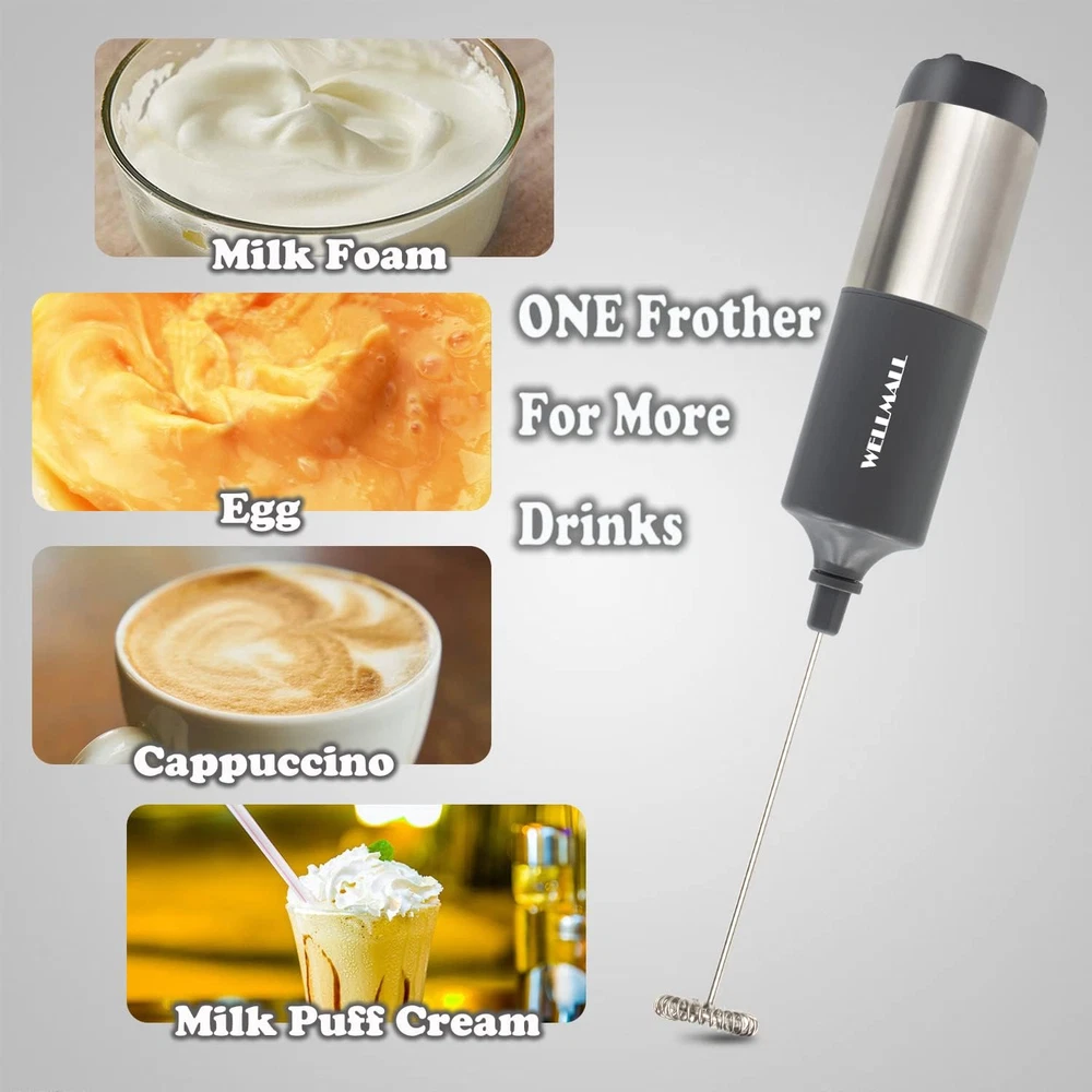 Milk Frother Handheld Battery Operated, Waterproof Electric Whisk Foam Maker for