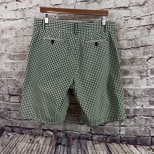 Banana Republic Shorts Mens Size 35 Green Gingham Check Chino Flat Front - Picture 5 of 8