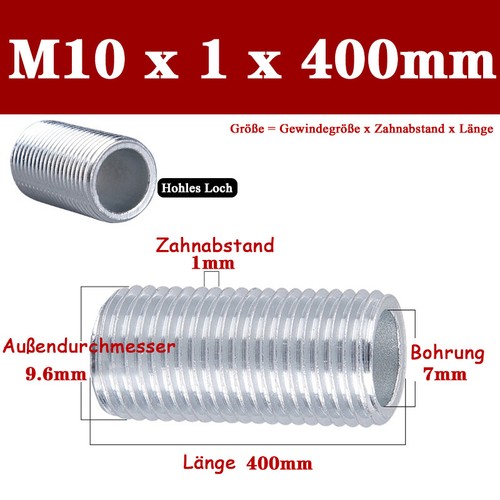 M10 x 1 Oreja Roscada Galvanizada Dientes Finos Longitudes 10mm - 500mm Lámpara Accesorios - Imagen 30 de 31