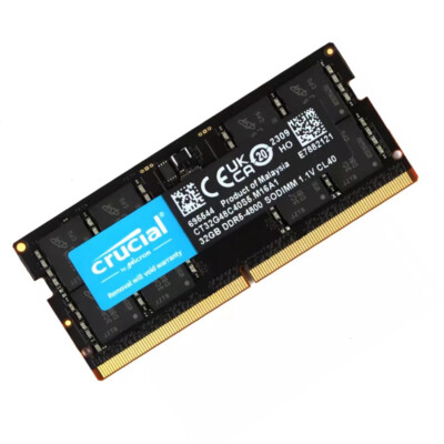 New Crucial 64GB (2x32GB) DDR5-4800MHz PC5-38400 SODIMM Memory Ram