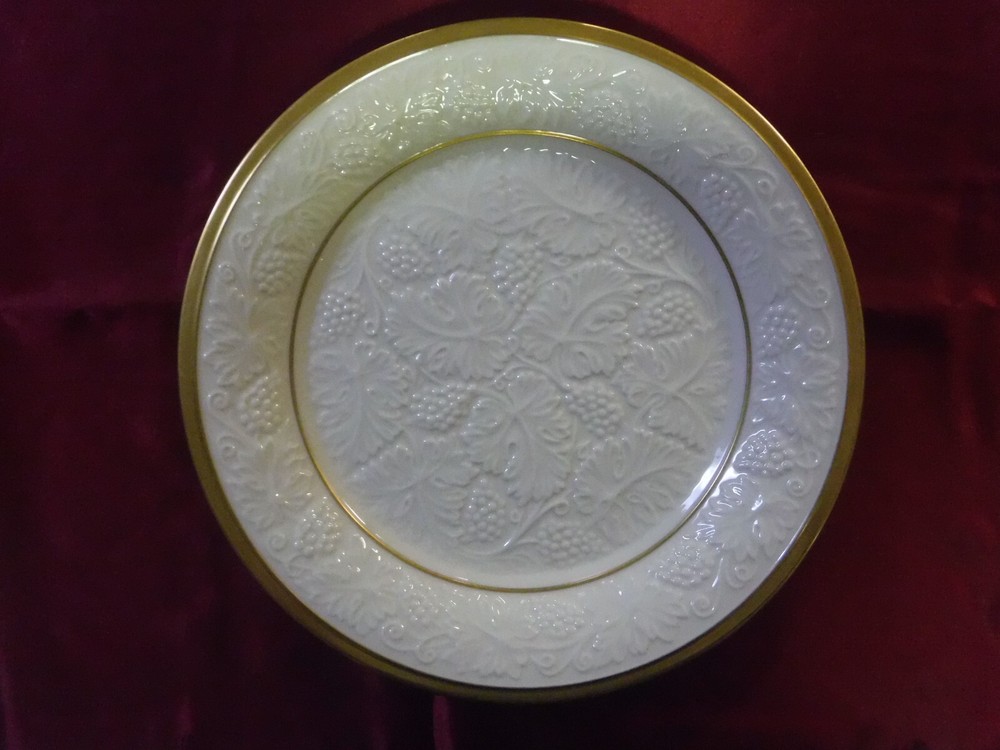 Vintage Large Lenox Ivory Chop Plate Platter Embossed Grapes 24K Gold Trim 13