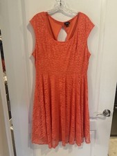 Torrid women’s coral orange Lace Skater Dress fit and flare plus size 2