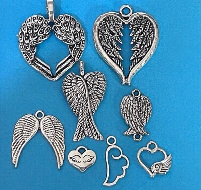 Zinc Alloy Antique Silver Angel WING wings charms and Connector Lovely selection