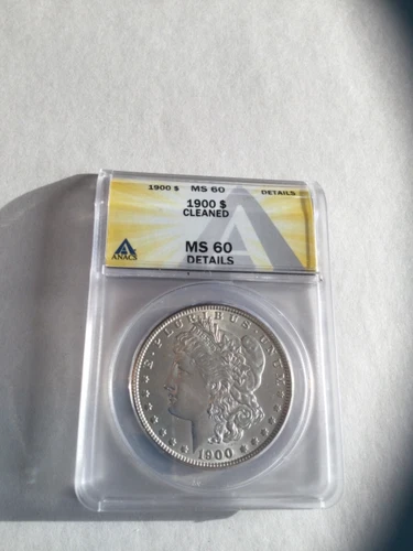 1900-P MORGAN SILVER DOLLAR GRADED MS60 Cleaned ANACS $1 MS 60 Mint State #1005