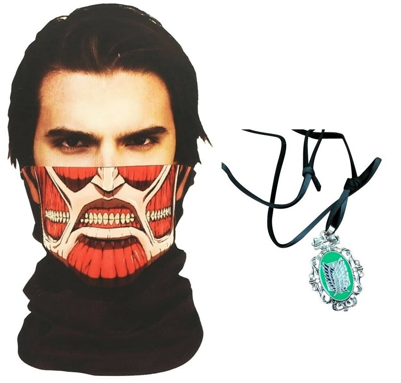 LOT of  2 Attack on Titan * MASK + CHOKER  * BRAND NEW Unopened Packages