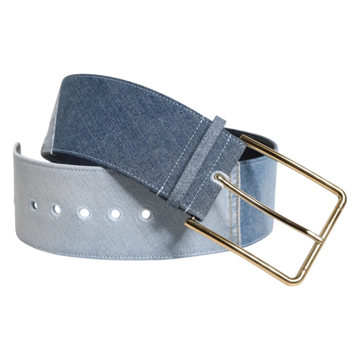 D&G Denim Blue and Cream Belt with Silver Accents Dolce&Gabbana DG Baroque Denim Belt | Saks Fifth Avenue main image 3