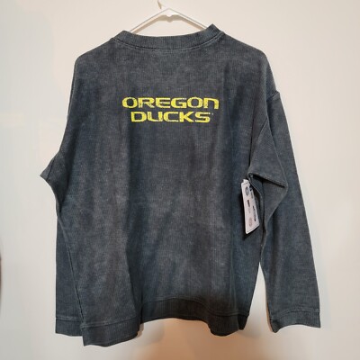 Oregon Ducks Concepts Women's Jetway Mineral Wash Corduroy Crew Neck Sweatshirt