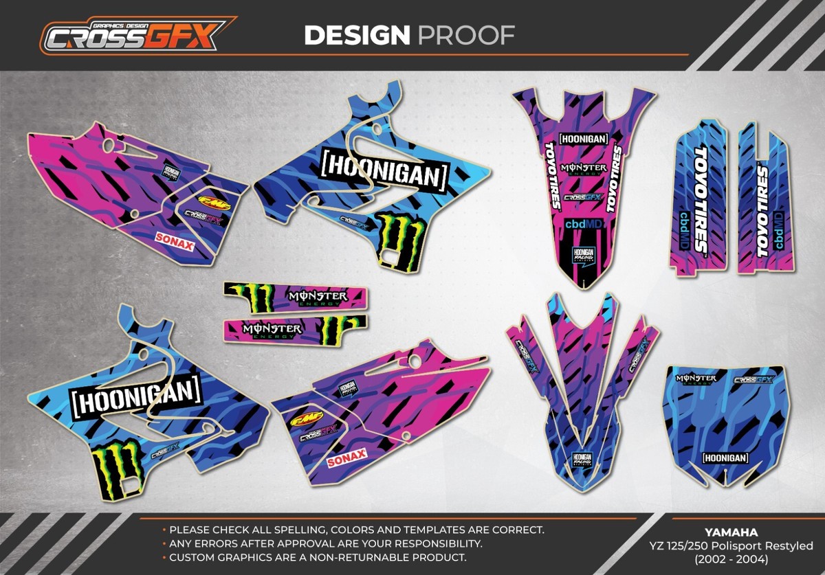 2002 2003 2004 YZ 125 250 Graphics Kit YAMAHA YZ125 YZ250