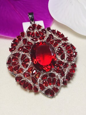 Sterling Silber.925 Roter Rubin Anhänger