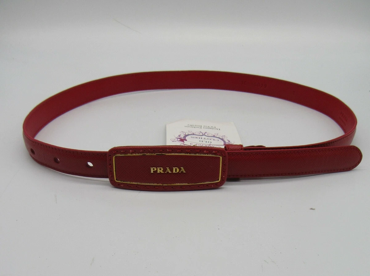 PRADA red leather belt womens sz 30 75 eBay
