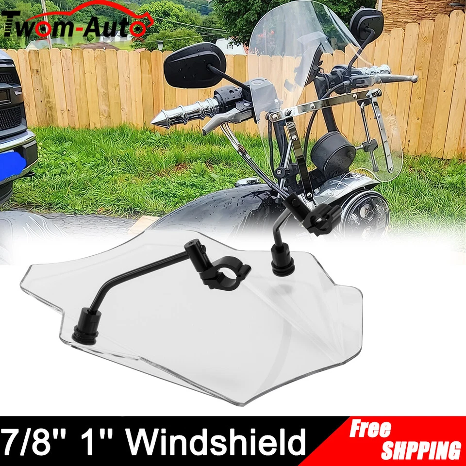 For Honda Honda Large Motorcycle 15.55" Clear Windshield 7/8" 1" Handlebar - Image 2 of 4