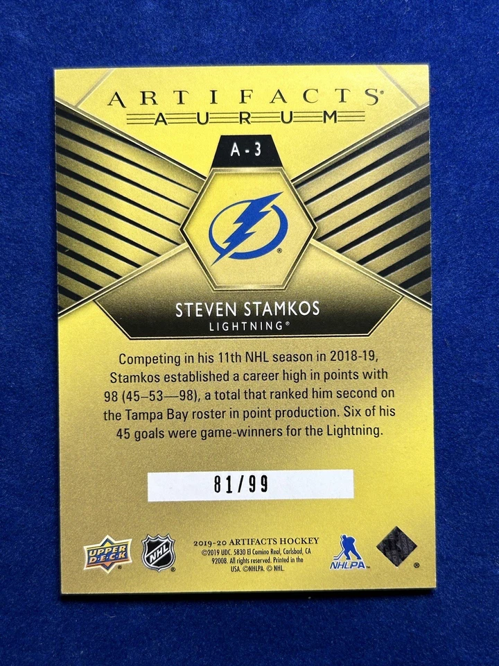 2019-20 Artifacts Aurum Red A-3 Steven Stamkos /99 Tampa Bay Lightning - Image 2 of 3