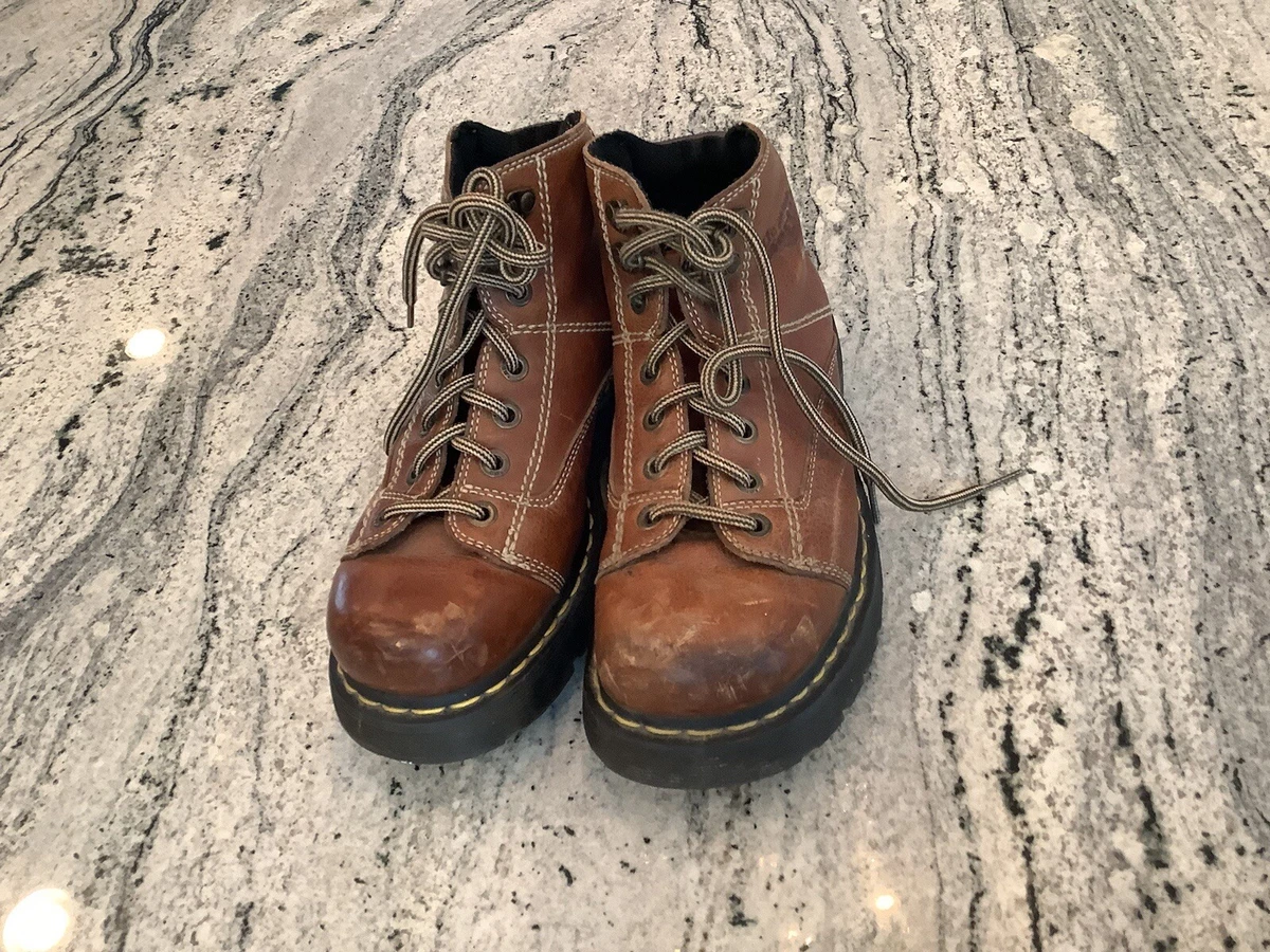 Dr. Martens 8A07 Brown 6 hole Leather Lace Up Boots Fits Mens 8