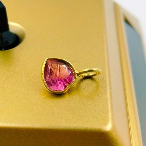 Dije de turmalina rosa en forma de corazón de plata de ley 925 dije hecho a mano - Imagen 4 de 9