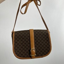 Autentica borsa a tracolla vintage anni 2000 y2k Celine pelle marrone fibbia monogramma.