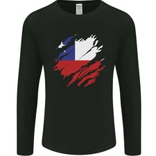 Torn Chile Flag Chilean Day Football Mens Long Sleeve T-Shirt