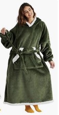 Bedsure Wearable Blanket Hoodie Women Long Sherpa Fleece Blanket Olive Green NWT