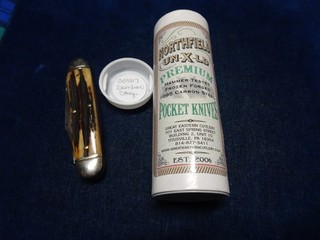 Orig Folding Blade Knife In Box "Northfield UN X LD" Sambar Stag 351217