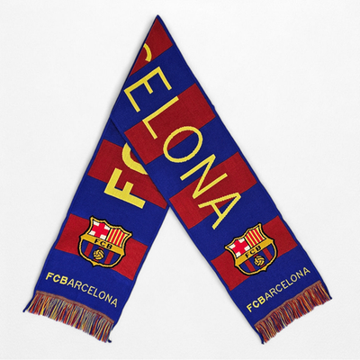 FC Barcelona Striped Scarf Licensed Blue Red Yellow Reversible
