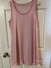 Draper James Size XL Pink White Ruffle Hem Night Gown Lounge Soft