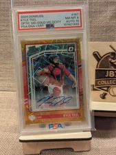 Kyle Teel 2024 Donruss Rated Prospect Optic PSA 8 AUTO 10🔥GOLD Velocity /10🔥