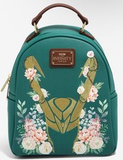 Loungefly Marvel Avengers Loki Floral Faux Leather Mini Backpack! Disney