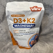 VEV Vitamin D3 K2 Magnesium 10000 IU Softgels Zinc Bone Muscle Energy 300ct 6/27