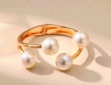 Beautiful Gold and Pearl Cuff Hinged Bangle..New