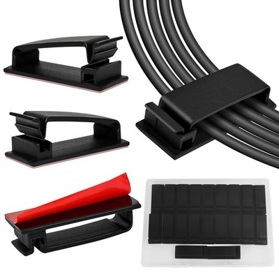 Self Adhesive Nylon Cable Management Clips Wire Holder Clamp Black 20 PCS