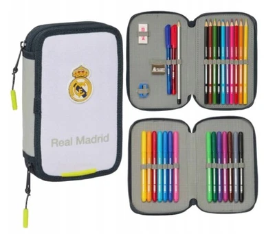Real Madrid weißes Safta Federmäppchen mit zwei Fächern und Zubehör