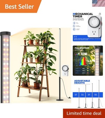 T10 Pro Standing Grow Light with Timer, 42W, 169 LEDs, Full Spectrum Vertical...