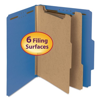 Smead Pressboard Classification Folder 2'' Exp. 2 Dividers Letter Dark Blue