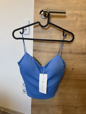 Damen Top Blau mit BH Trägertop Neu S 36 Amisu Shirt Top